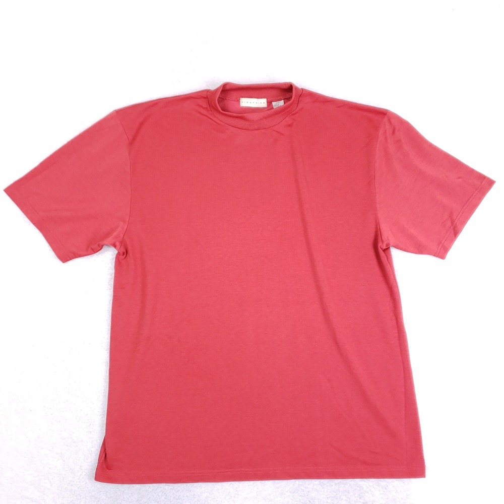 Siegfried T Shirt Mens XXL Salmon Pink Short Sleeve Mock Neck Casual Minimalist